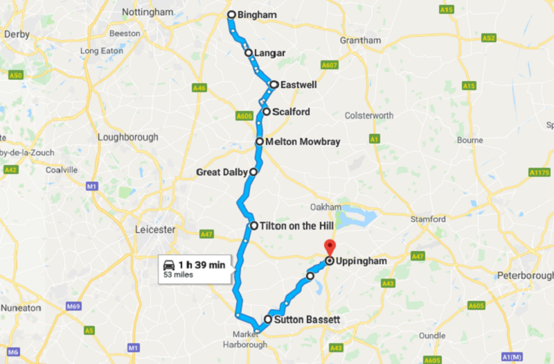 The Midlands Tick Driving Route - UK best driving roads for supercars